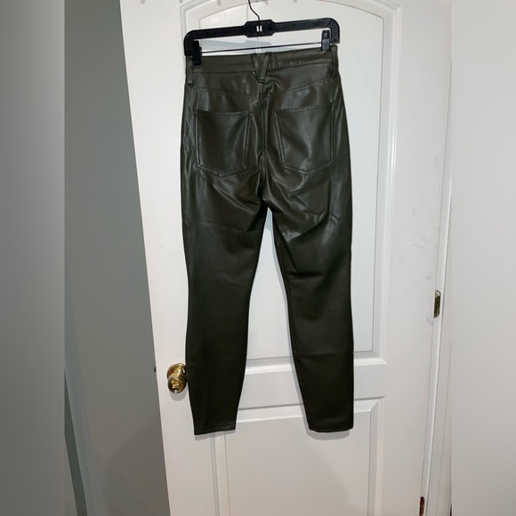 New! Veronica Beard Debbie Skinny Faux Leather Jeans in Loden Olive Green 🌿sz 26 - Picture 12 of 16